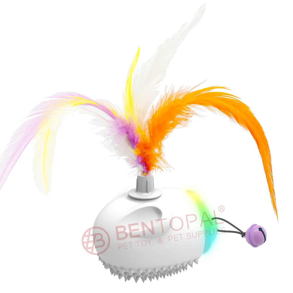 Силиконовое пальто, автоматическая игрушка для кошек с перьями и колокольчиком