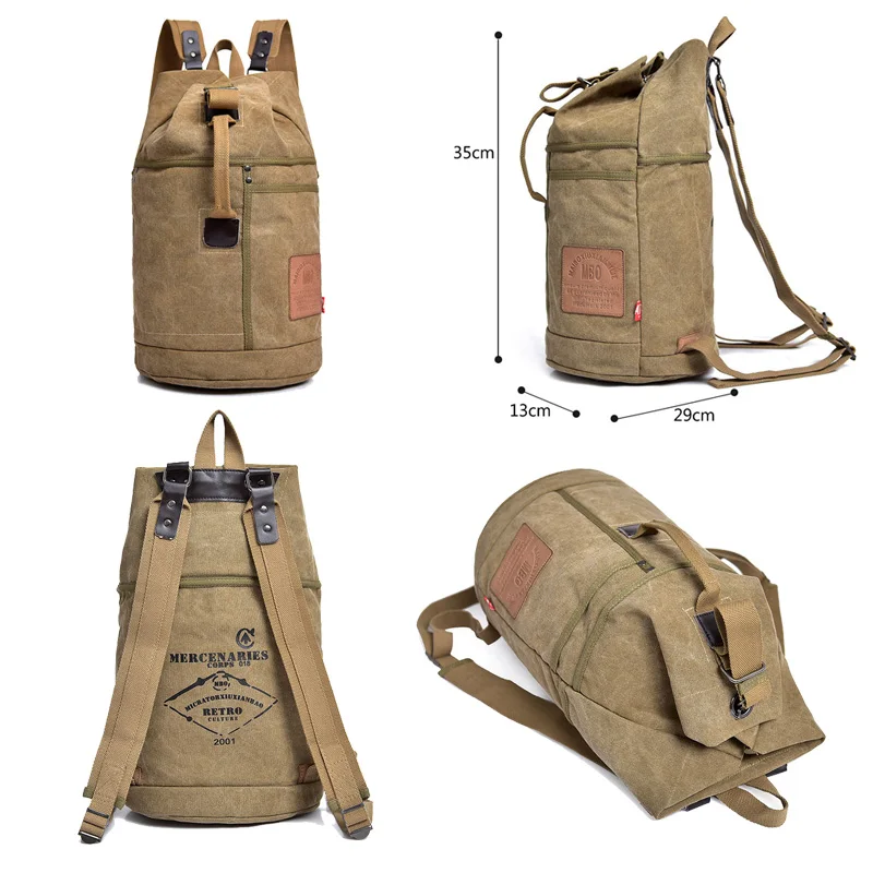 Multifunctional military solid color men sports travel duffle bags outdoor tactical rucksack Drawstring canvas backpack