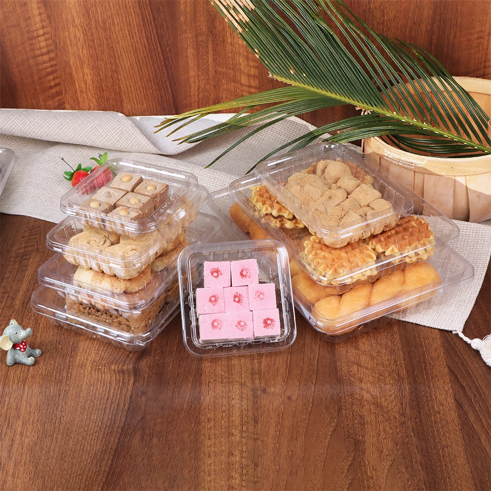 disposable plastic biscuit packaging 4 compartment food tray with lid