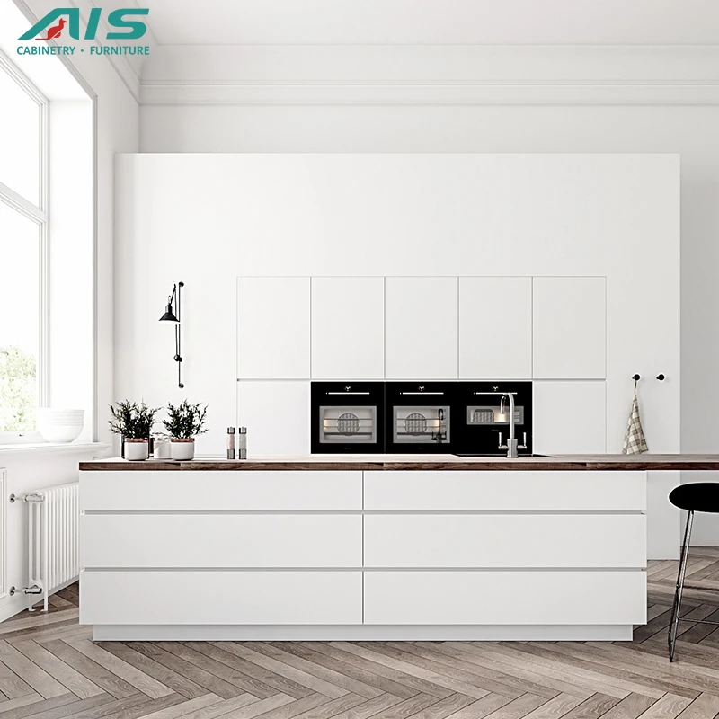 Simple Style Classic Custom Beige White Matte Paint Medium Density Board Modern Furniture Kitchen Cabinets With Sale