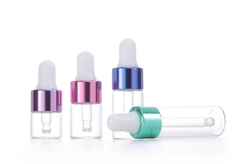 Mini size small size essential oil bottle 1ml 2ml 3ml 5ml clear glass bottle with dropper