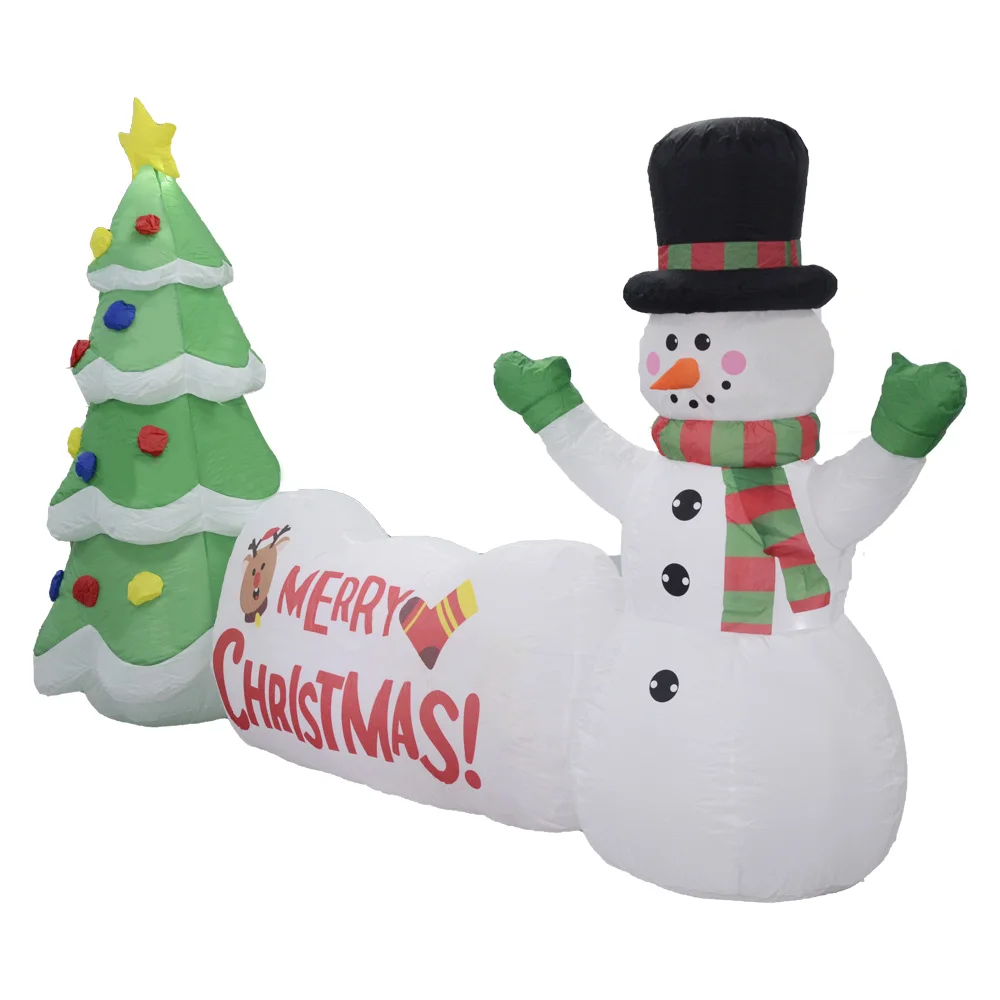 Outdoor Inflatable Christmas holiday Decorations 9FT/L (2.7M) Christmas Tree Snowman Hello Sign Christmas  with giftbox
