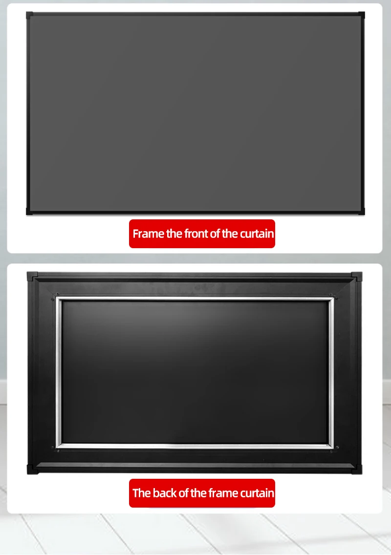 84 Inch 16:9/4:3 Wall Frame Metal  Narrow border 1cm Fixed Frame Projector Projection Screens Home and office