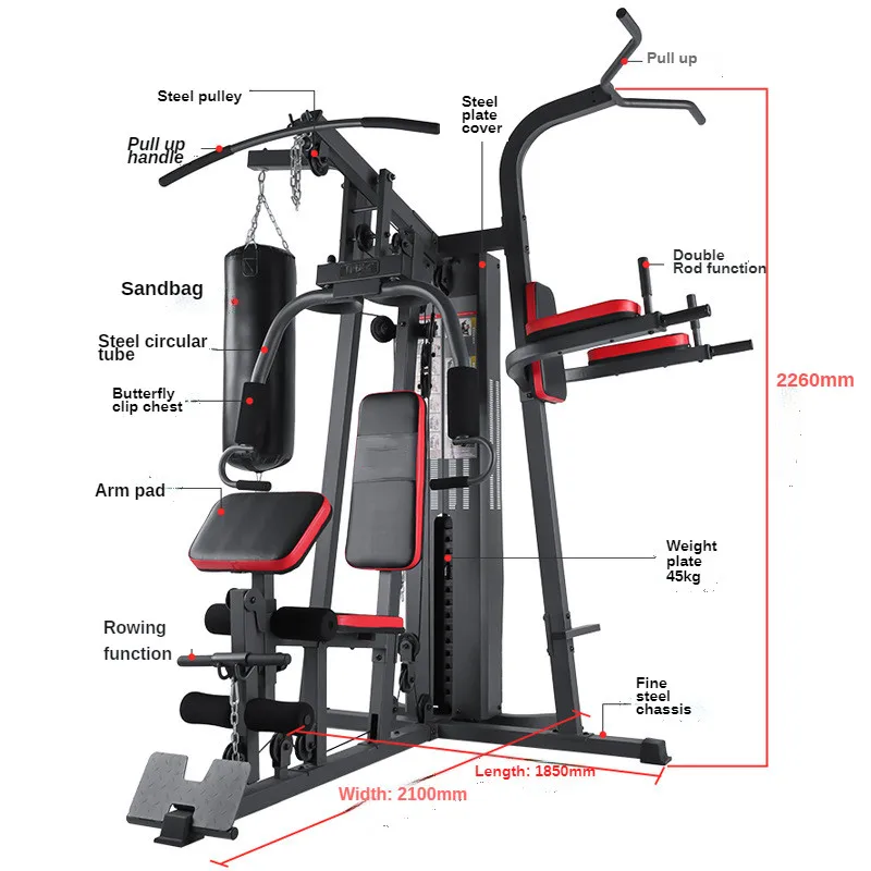 Manufacture Multi Station Gym Equipment Squat Rack Cross Over Trainer Machine For Strength Training