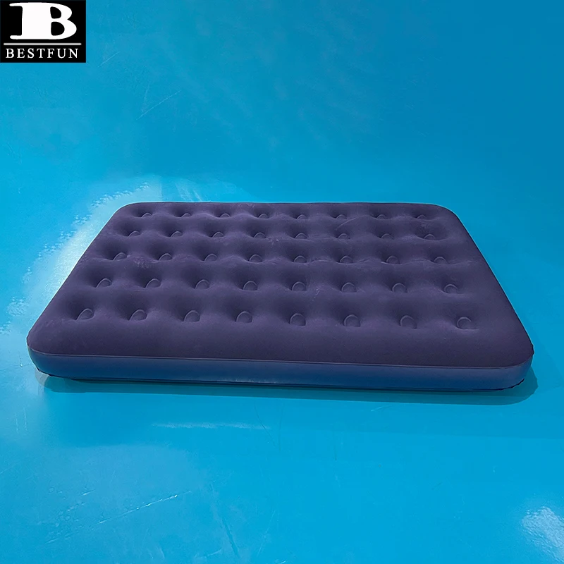 downy flocked surface full size inflatable air mattress bed sleeping pad portable camping airbed furniture for outdoor, tent