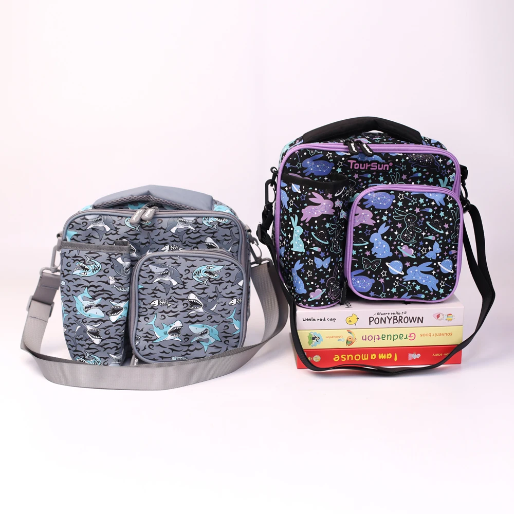 Toursun Custom Design Thermal Insulated Cooler Lunch Bag with Strap  Student Picnic Lunch Bag for Kids