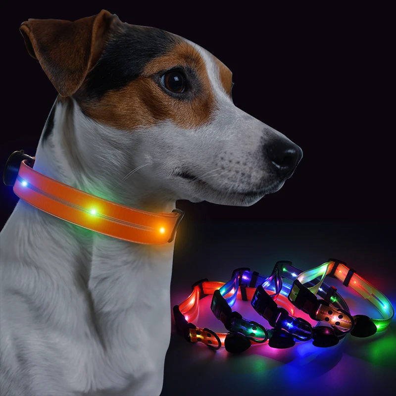 LED Dog Collar Waterproof USB Rechargeable Nylon Flashing Light Up LED Pet Collar