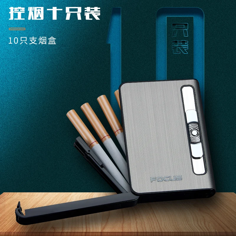 YH027  Metal cigarette case with jet flame windproof lighter USB rechargeable
