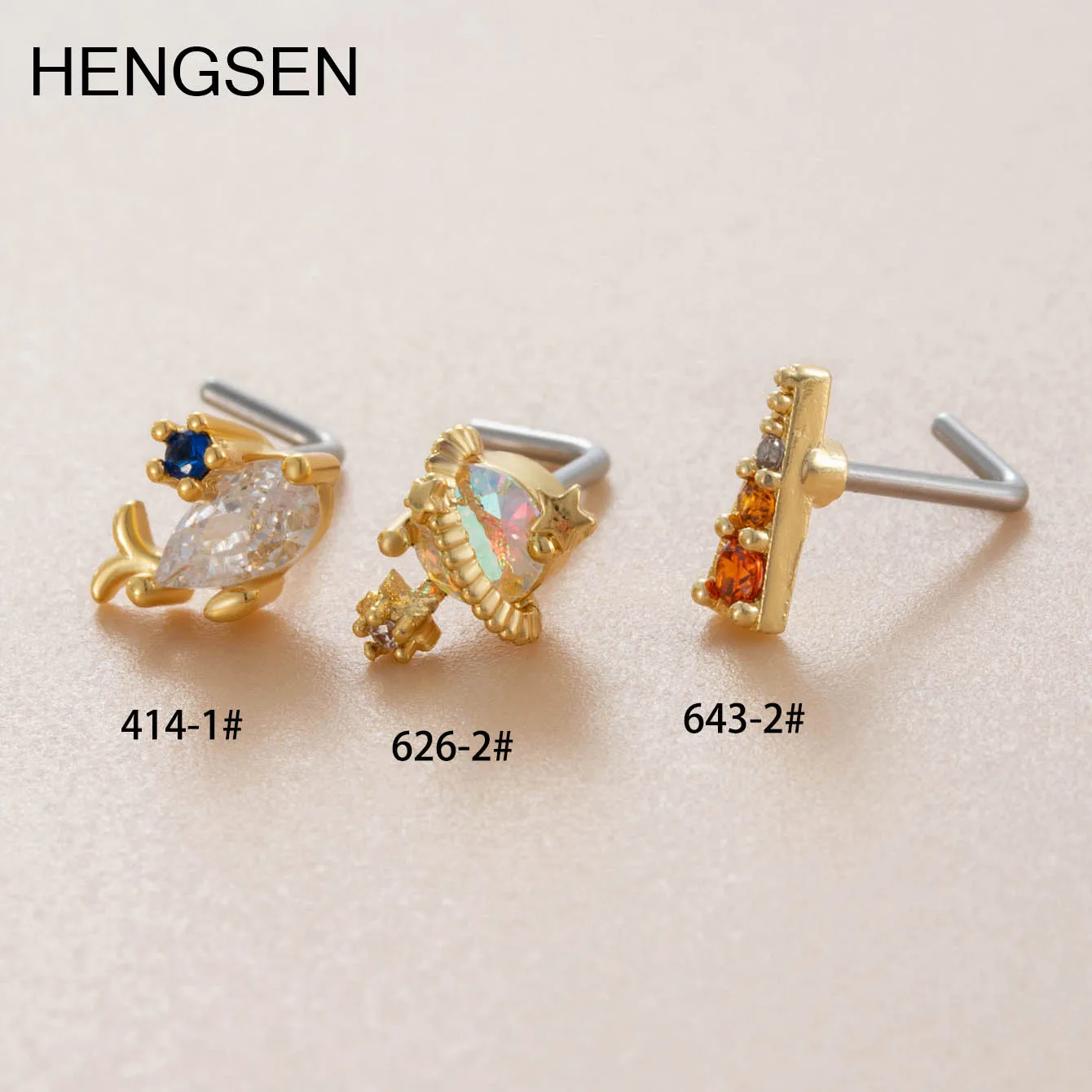 HENSEN airplane  dolphin ice cream  nose stud for women pierced  L shape stainless steel nose piercings jewelry