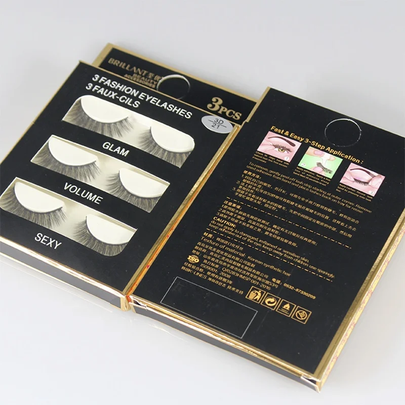 3 Pairs Multi Pack False Eyelashes Manufacturer Natural Waterproof Korean Silk 3D Lash Strips For Private Label