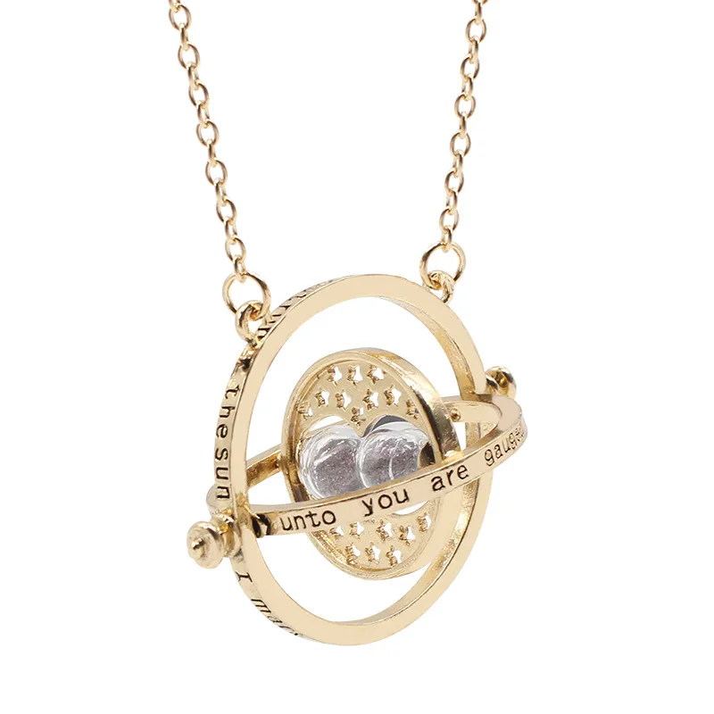 Stylish retro Film equivalent Time Time Converter Hourglass can rotate round necklace necklace