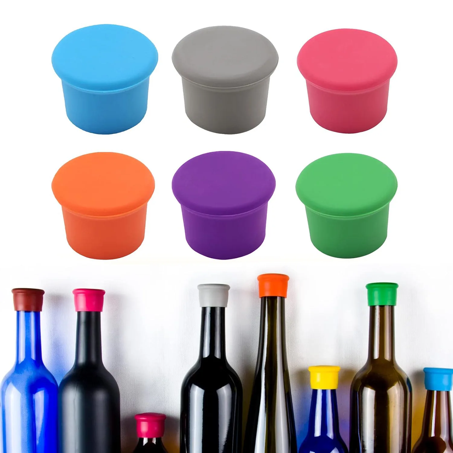 Wholesale Reusable Silicone Sparkling Wine Bottle Cap Replacement Wine bottle stopper Cup