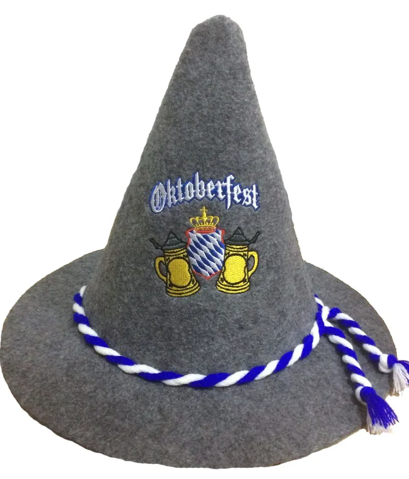 Wholesale traditional oktoberfest Bavarian hat made from 5 mm-thick quality felt