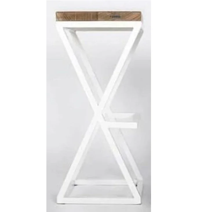 Bar Top Stool in raw wood and original iron