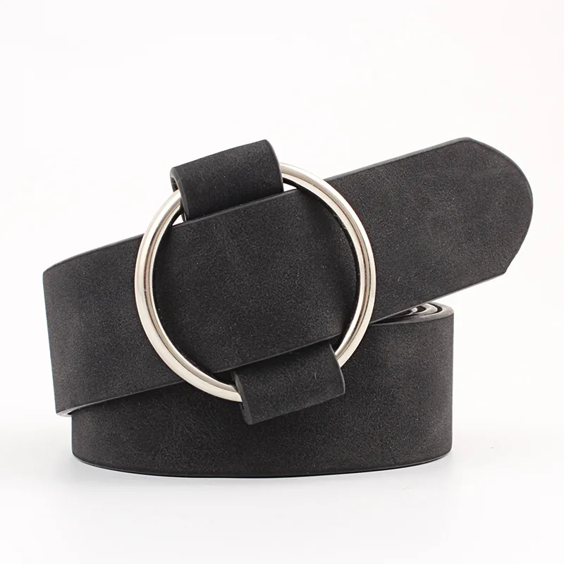 
Needle-free round buckle casual ladies belts youth fashion wide belts 