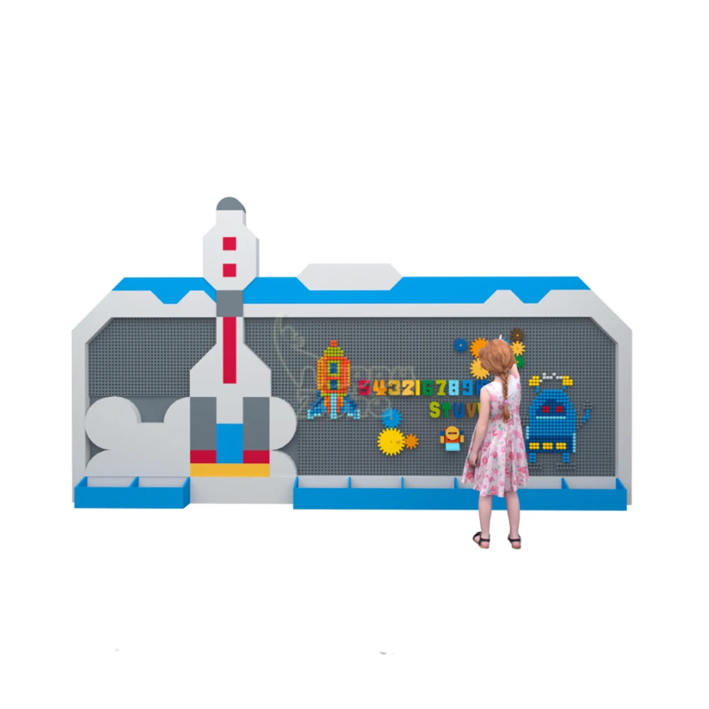 Customized Creative Educational Interactive Wooden Domino Play Puzzles Wall mounted DIY Wall Play Panels