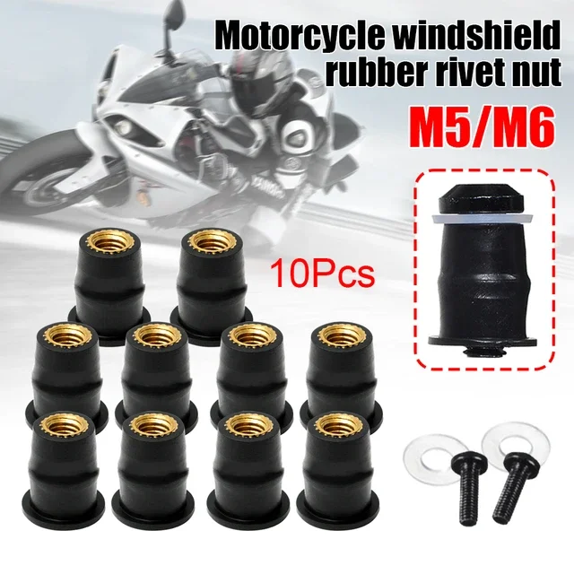 M4 M5 M6 M8 M10 Rubber Brass Insert Expansion Well Nut for Motorcycle Windscreen Accessories