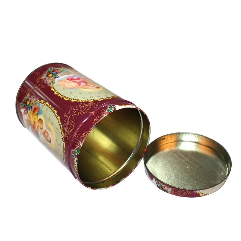 Packaging Decorative Tin Box Round Tea Leaf Box Wholesale Coffee Capacity Metal Cans