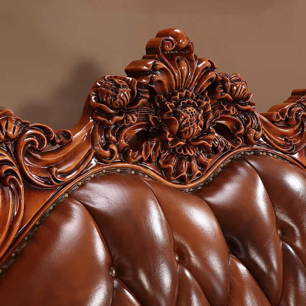 Royal Wooden King Size Bed Luxury Villa Family Hotel Furniture Princess Bed Double Bed