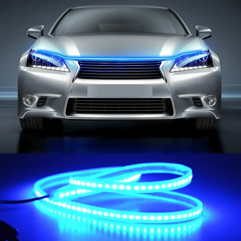 Car Hood Daytime Running Light Strip Waterproof Flexible LED Auto Decorative Atmosphere Lamp Ambient Backlight 12V Universal