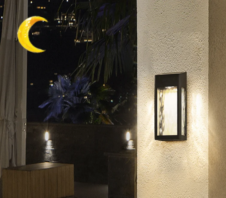 Crystal Glasses Outdoor Wireless Wall Mounted Solar Powered Garden Wall Lamp IPX4 Led Solar Light Outdoors Wall Light