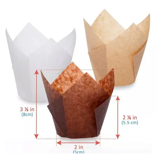 Brown EU Greaseproof Paper baking cups  tulip Muffin paper liners cupcake liners