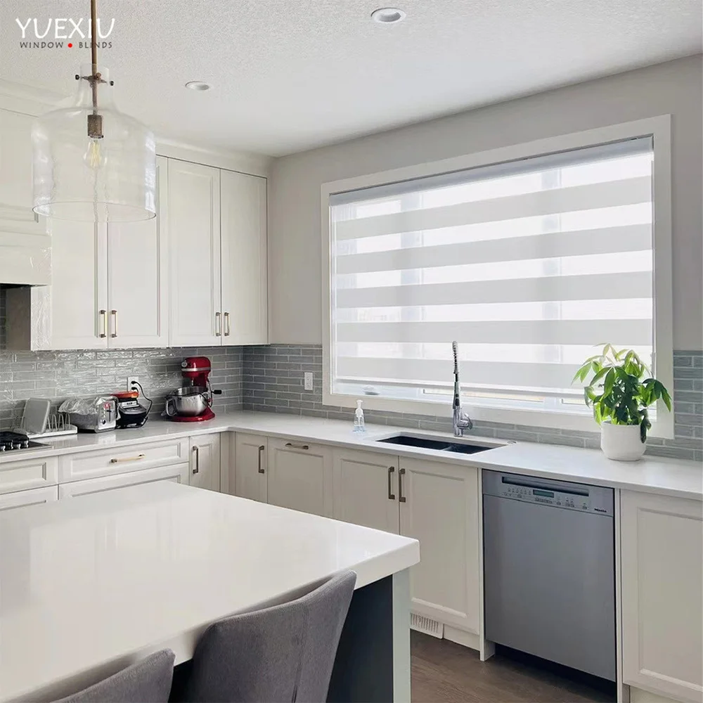 Wholesale Cordless Day And Night Blackout Windoow Shades Roller Zebra Blinds Kitchen Curtains For Sale