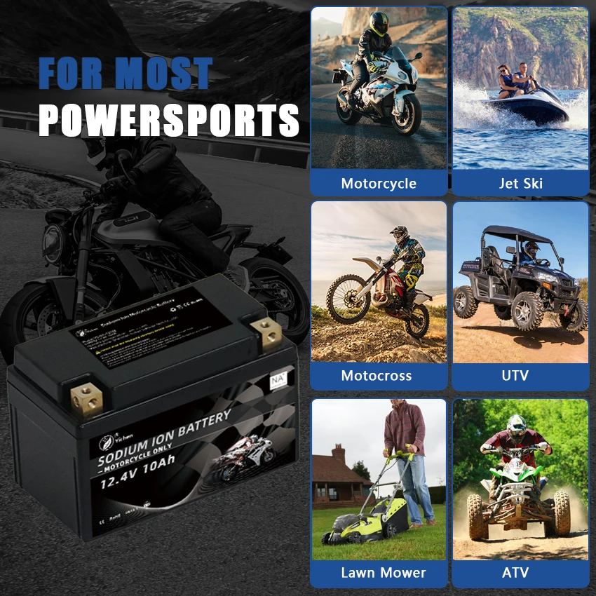 Powerful Large Discharge Current 12.4V Motorcycle Sodium Ion Battery 3000 Cycles 12V 10Ah Starting Battery