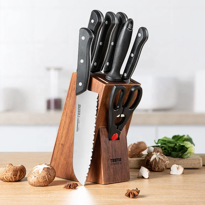 Best Selling Products 2022 Amazon Chinese Chopper Knives Set Stainless Steel Cleaver Boning Knife Kitchen Butcher Knife Holder