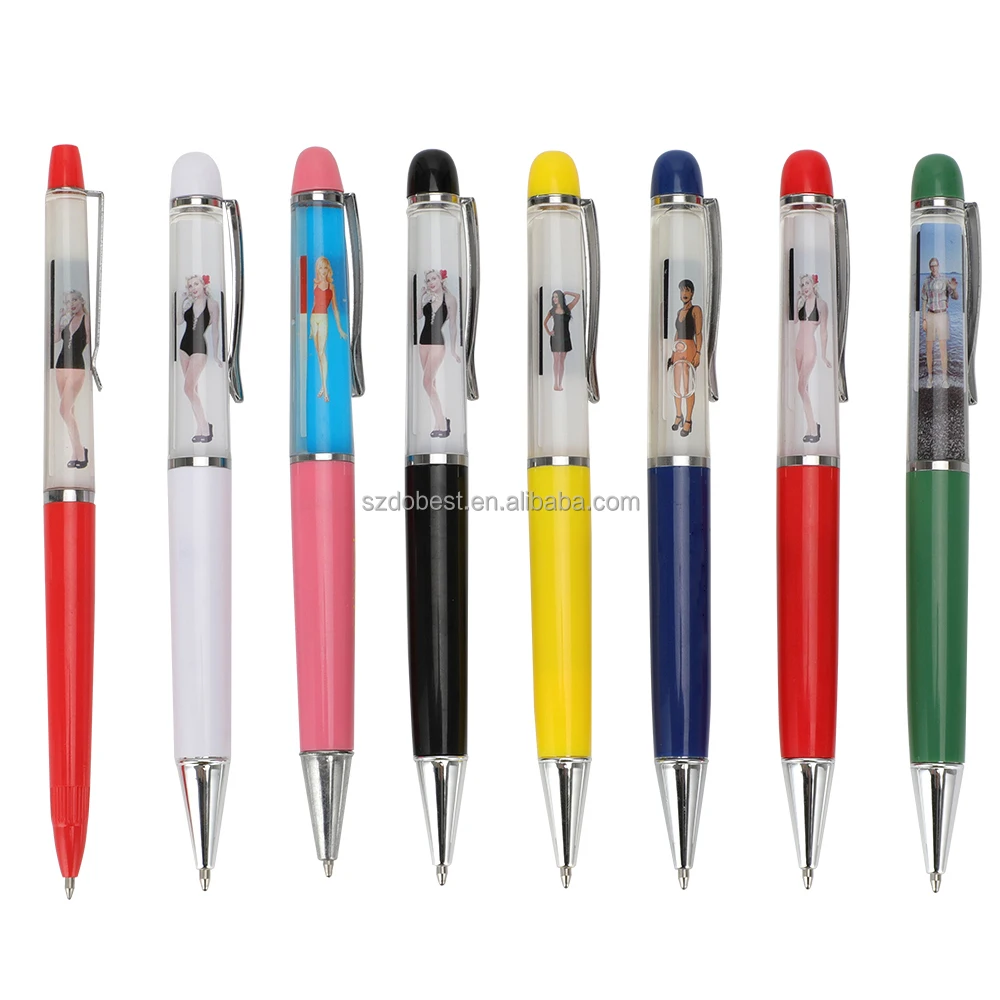 Wholesale Souvenir Custom Characters Cartoon Floater Whole Sale Glitter PVC Liquid Pen