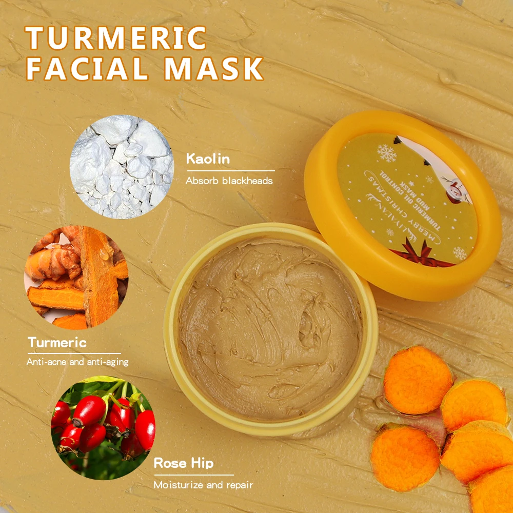 Skin Care Rose Turmeric Matcha Eggplant Pink Whitening Acne Christmas Gift Mud Clay Mask Set With Hair Band&Brush
