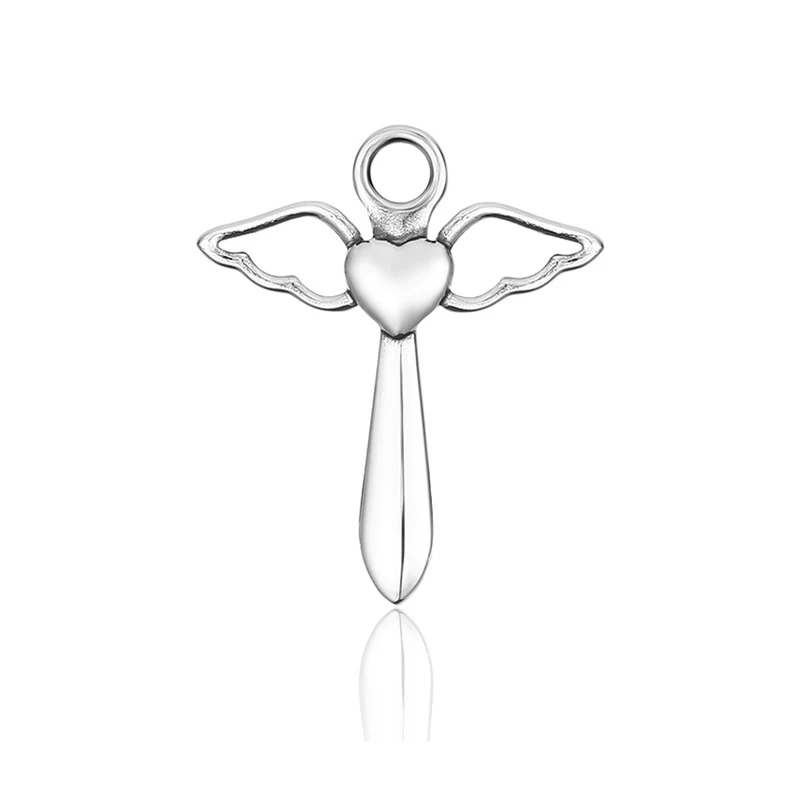 
custom wholesale cheap stainless steel Jewelry heart wings cross angel dainty charm pendant necklace 