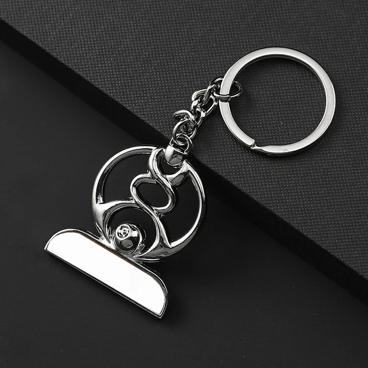 China Manufacturers Zinc Alloy Iron Custom Keychains in Bulk Shiny Silver Plated Blank Keyring Hallow Personalized Keychain