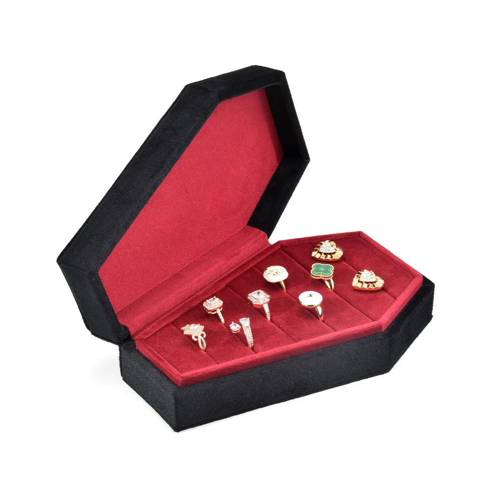 New Gothic Style Coffin Velvet Jewelry Box Mens Jewelry Box Ring Display Skull Jewelry Organizer Gothic Accessories Packaging