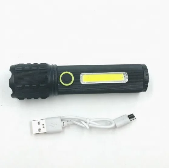 3 Modes Portable High Power USB Rechargeable Cob Led Torch Super Bright Work Flashlight Light