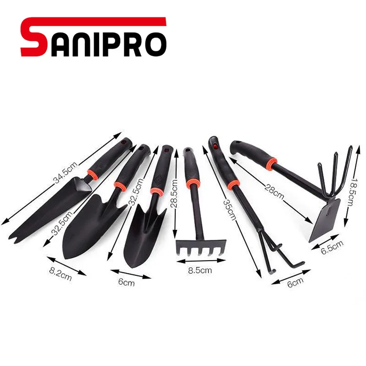 
Sanipro Durable Garden Tool Set Black Steel Heavy Duty Gardening Gifts Tool Set with Non-Slip Rubber Grip Succulent Garden Tool 
