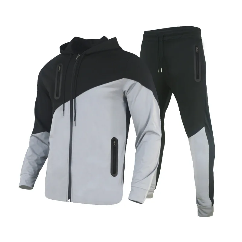 Custom Mens Zipper Track Suit Sets Training Fitness Sports Sweatpants And Hoodie Two Piece Set Tracksuit For Men
