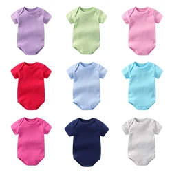 Cotton Single Jersey Outdoor Wear Boy Girl Rompers Summer Short Sleeve Bodysuit Baby