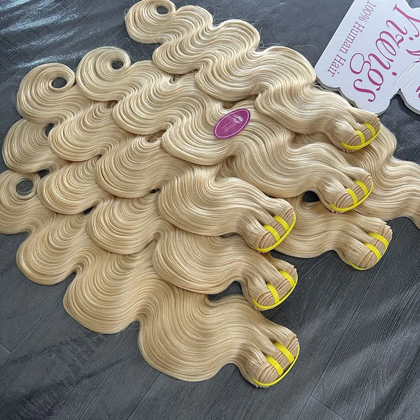 Body Wave 613 Blonde Cuticle Aligned Raw Human Hair Bundles Vendors Wholesale 613 Virgin Blonde Hair Bundles