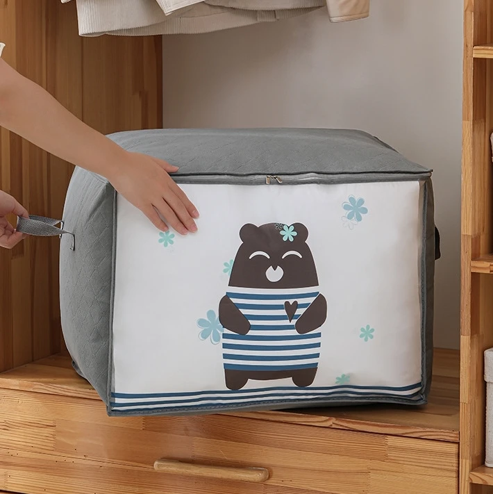 Large Capacity Breathable Organizer With Reinforced Handle Non-woven Clothes Storage Bags For Comforter Blanket Bedding Foldable