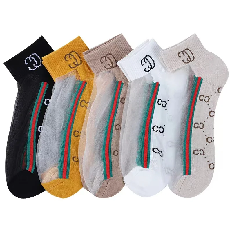 Custom logo gg glitter socks fashion luxury brand designer diamond women G sport outdoor running socks unisex socks women