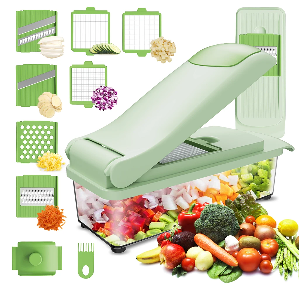2024 Hot Sale Multifunctional Stainless Steel Blade Vegetable Chopper Plastic Food Chopper for Fruit & Vegetables