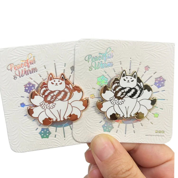 Customized Kunshan Pin Maker Hard Enamel Lapel Pins Nine Tale Fox Logo Rose Gold Soft Enamel Pin With Backing Card