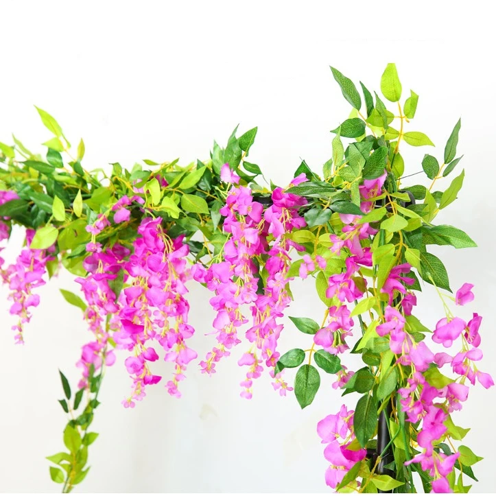 Wisteria flower fake flower vine winding ceiling living room interior wedding decoration plastic flower string vines