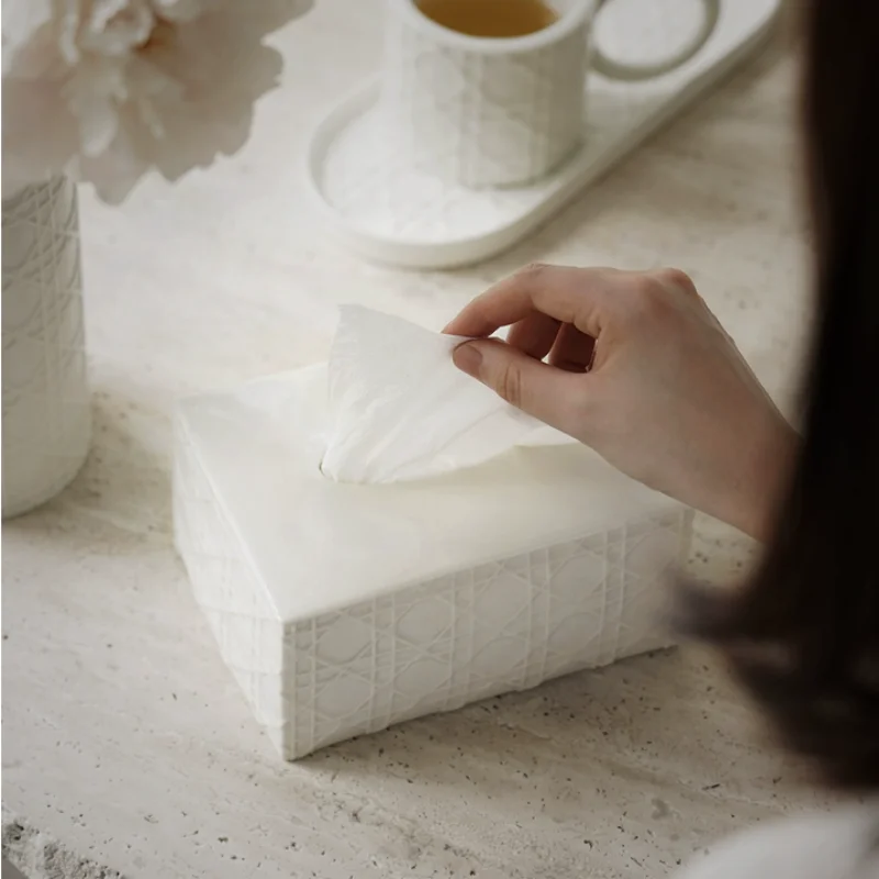 European Style Luxury Fashion Creative Household Office Desktop Ceramic Tissue Box For Home Decor Tissue Paper Boxes