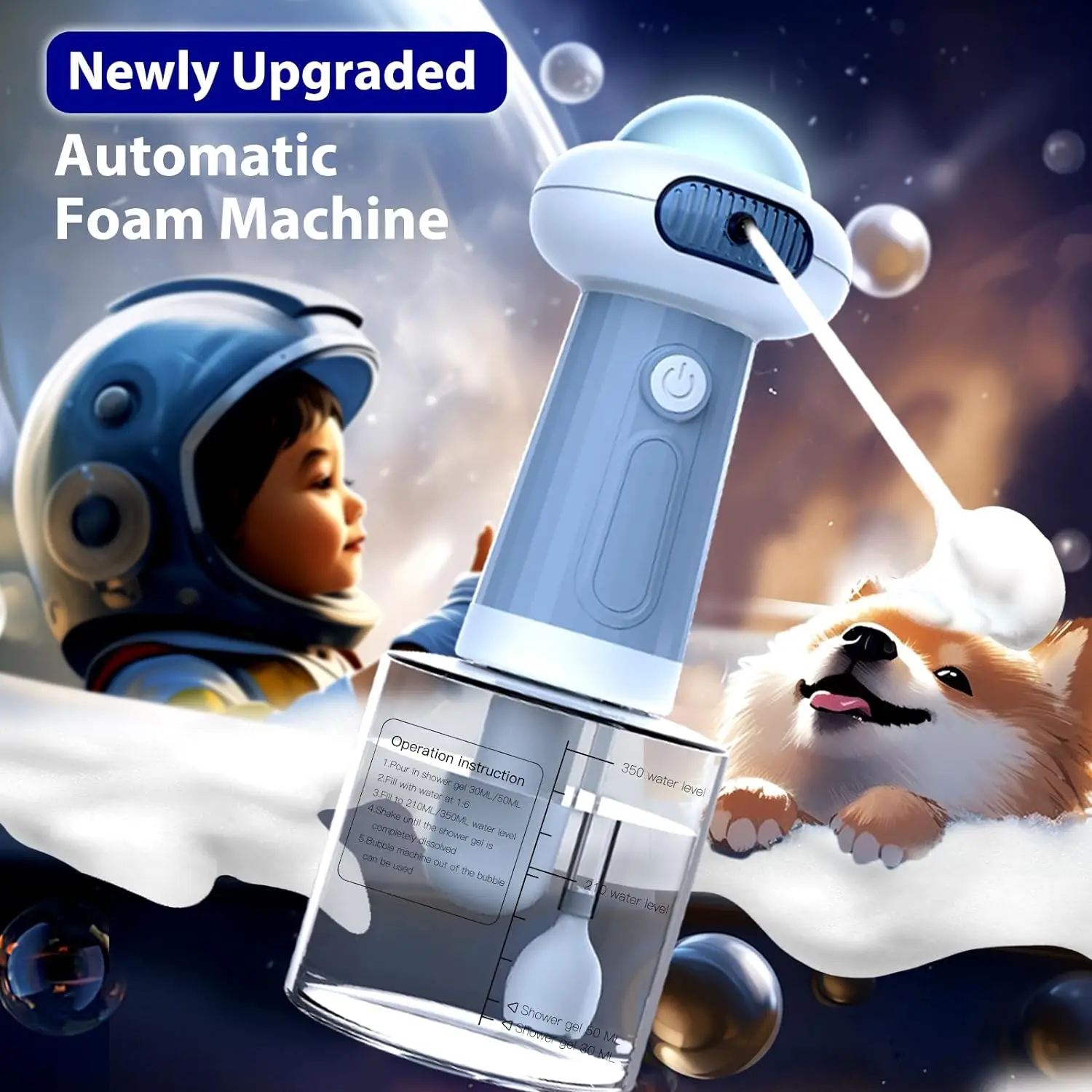 Automatic Foaming Dog Soap Dispenser for dogs and cats Bath grooming electric rechargeable foam soap dispenser