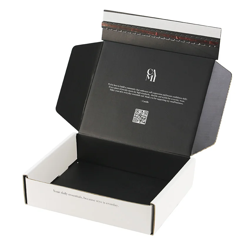 Custom Print Corrugated Paper Box Recycled Cardboard Zipper Tear Strip Mailer Packaging Shipping Self Sealing Boxes