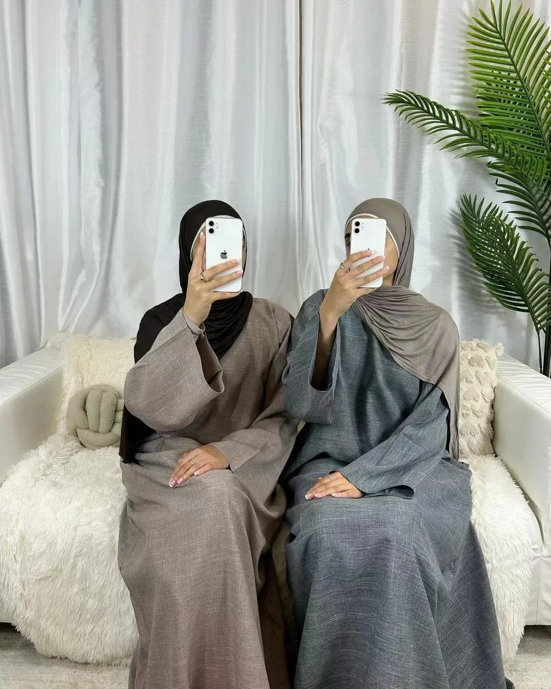 Cotton Linen Closed Abaya Dress Dubai Luxury Turkey Plain Casual Abayas for Women 2024 Ramadan Islamic Kaftan Muslim Hijab Robe