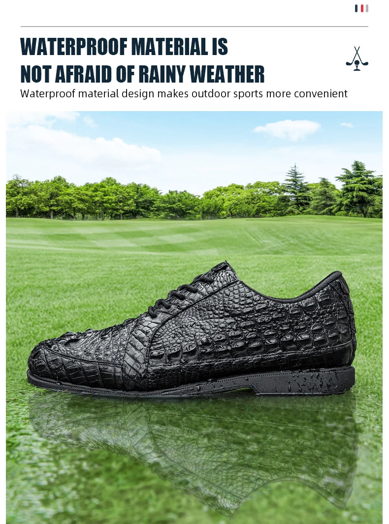 Luxury Casual Custom Spike Sport Shoes Crocodile Leather Golf Shoes For Men Leather Breathable Waterproof Antiskid Golf Shoes