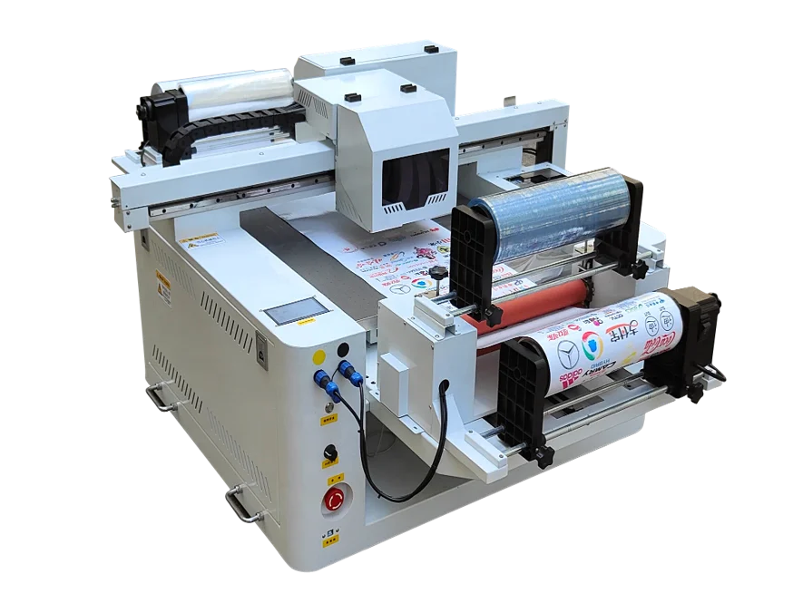QK-6090 Hybrid UV flatbed roll-to-roll printer with varnish PET film label sticker printing machine